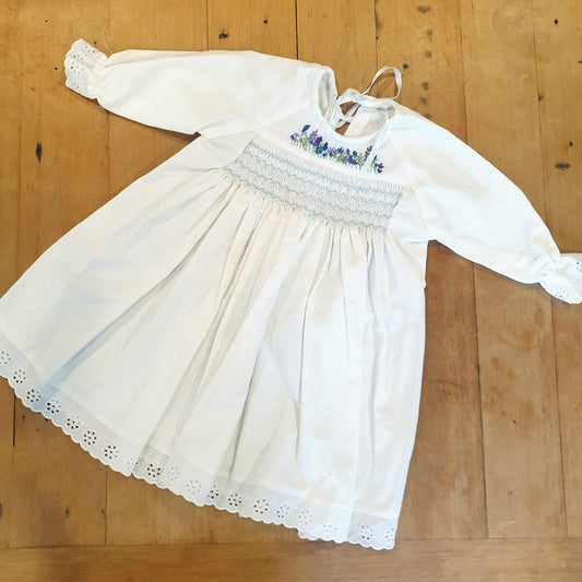 Vintage Heirloom Smocked Baby Dress - Size 0-6 Months